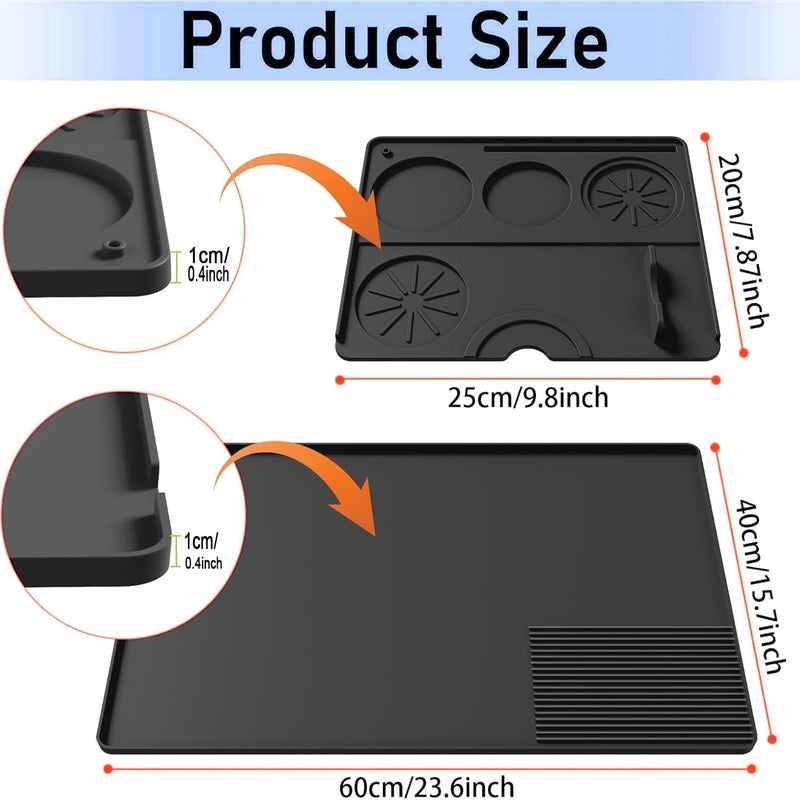 ZJSTRO Silicone Coffee Mat with a removable tamper mat for Ninja Luxe Cafe Accessories,23.5"x15.7"Anti-Slip Heat-Resistant Coffee Bar Mat for Ninja Luxe Cafe Espresso Machine - Image 2